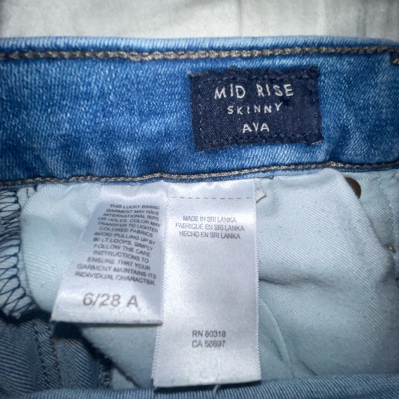 Lucky Brand Mid Rise Skinny Ava jeans womens denim 6 28a ankle light blue 28 - Picture 6 of 10